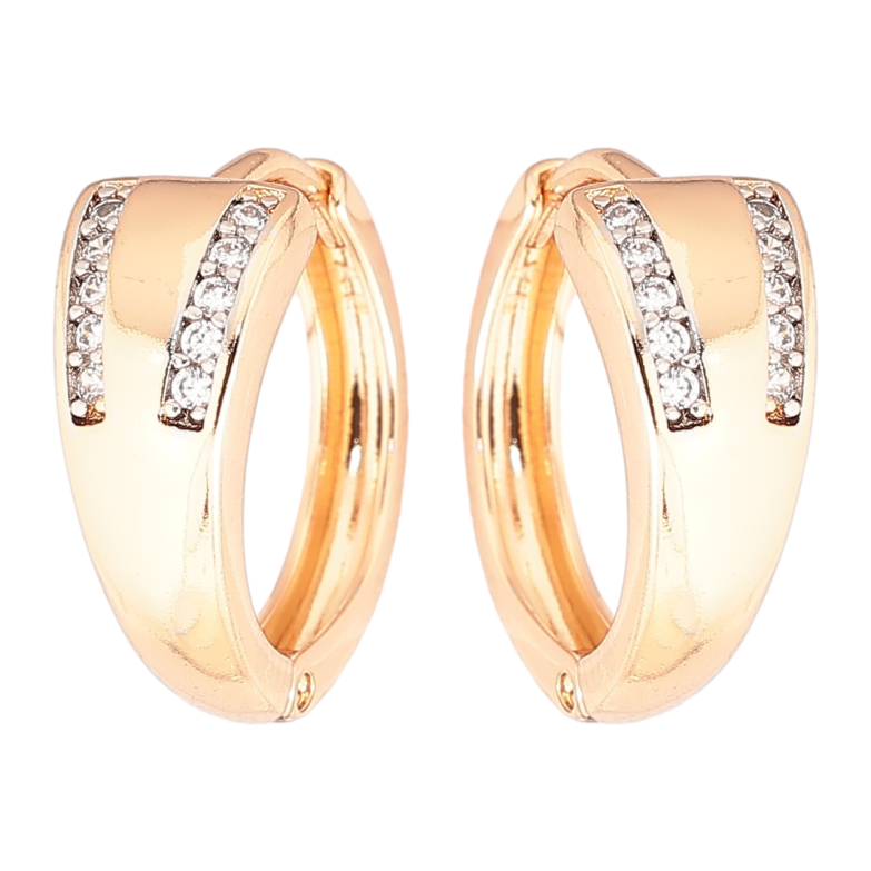 Серьги Xuping Позолота 18K + Родий колечки Узор с цирконием фото №1