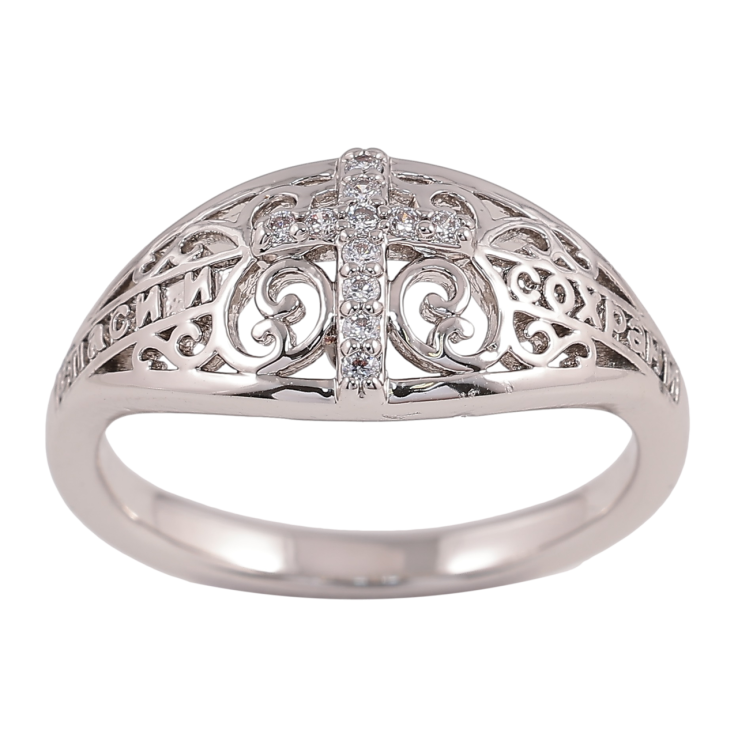 Каблучка Xuping Родій Напис «Спаси і Збережи» з Хрестом» фото №11