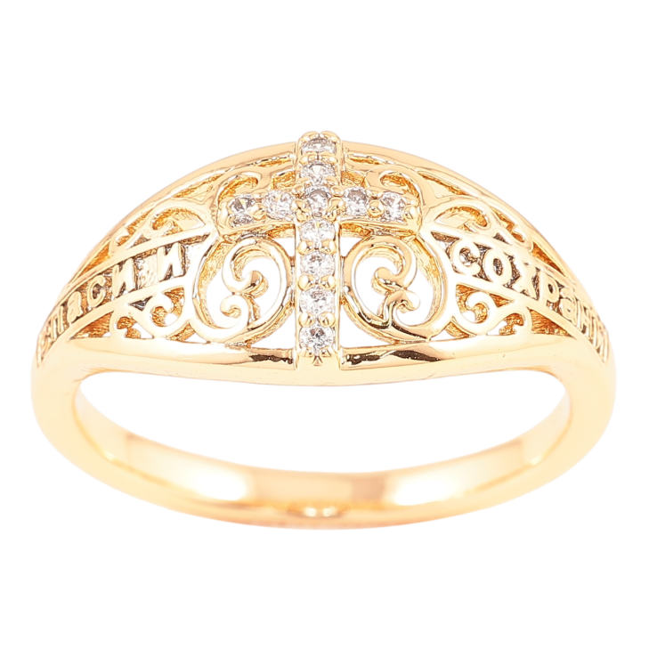 Каблучка Xuping Позолота 18K Напис «Спаси і Збережи» з Хрестом» фото №10