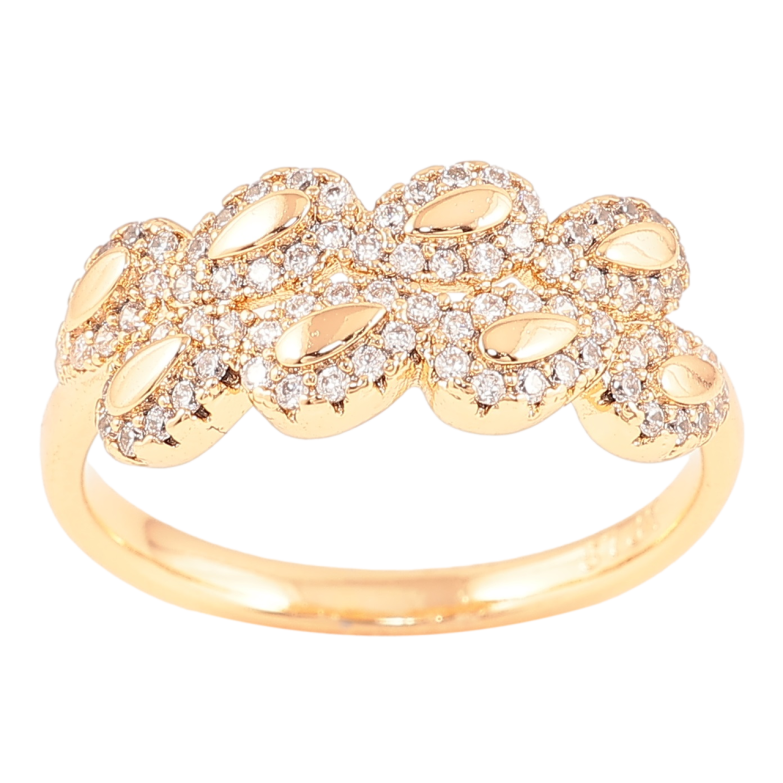 Кольцо Xuping Позолота 18K Узор капельки с цирконием фото №3