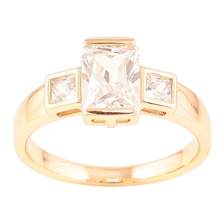 Каблучка Xuping Позолота 18K «Три кристали» фото №12