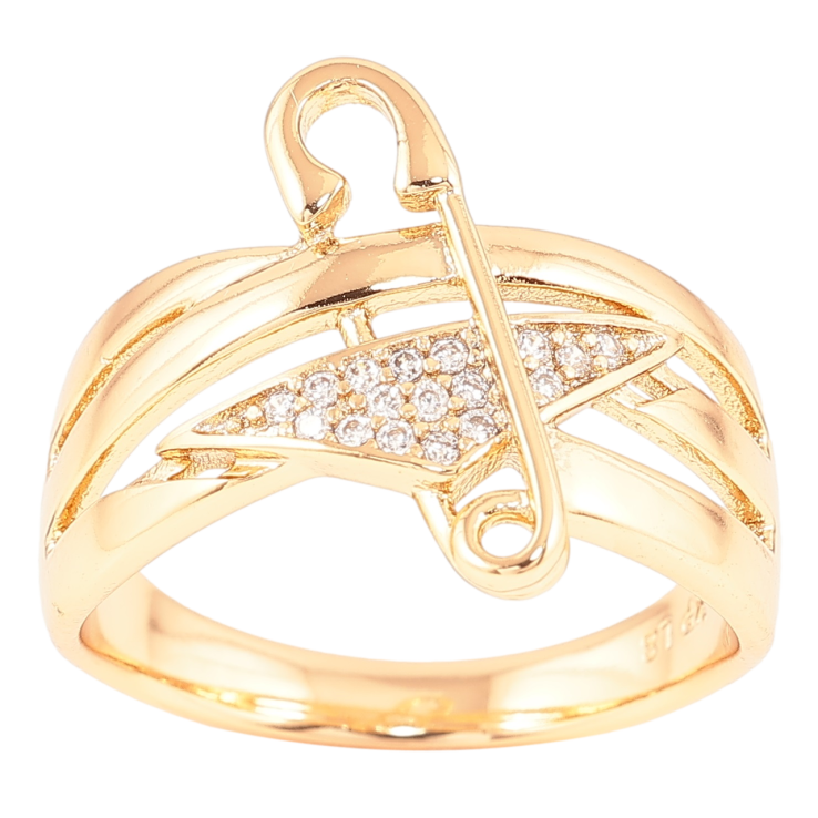 Кольцо Xuping Позолота 18K Узор с булавкой и цирконием фото №7