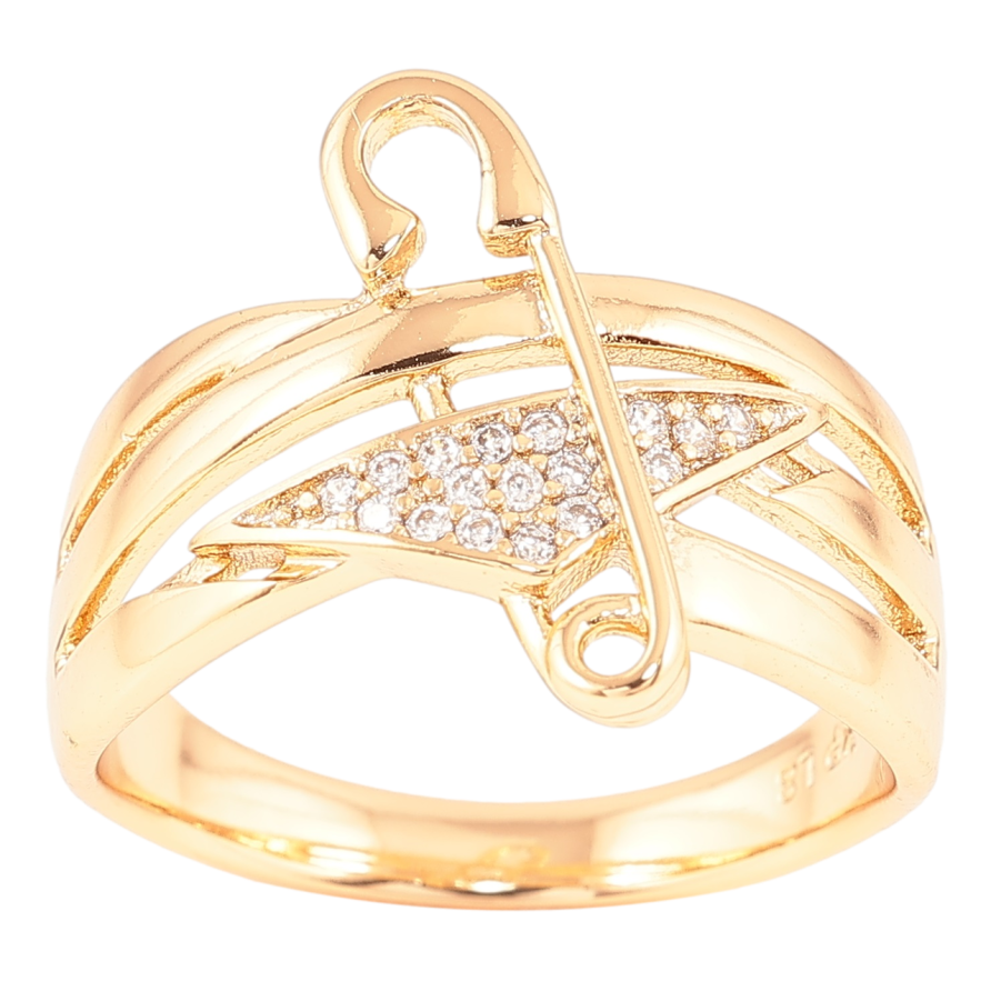 Кольцо Xuping Позолота 18K Узор с булавкой и цирконием фото №1