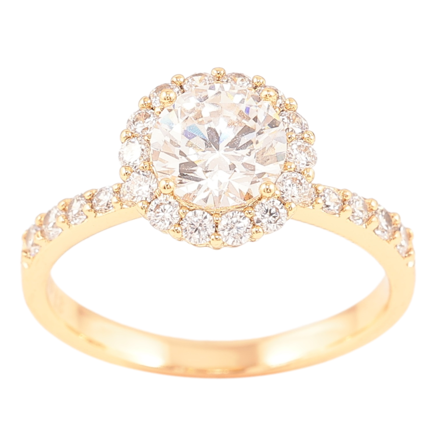 Кольцо Xuping Позолота 18K Фианит в обрамлении циркония фото №1