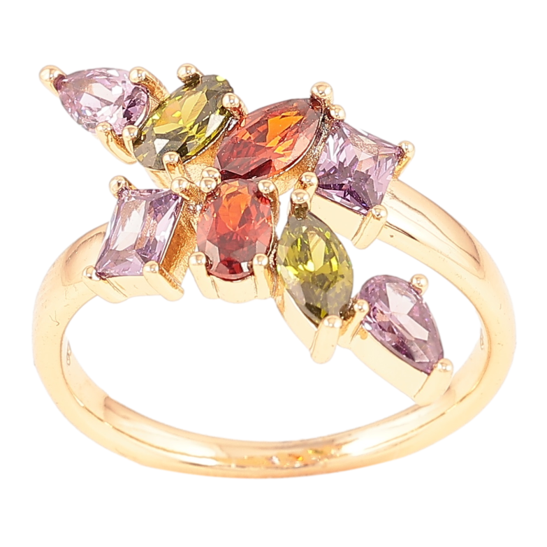 Кольцо Xuping Позолота 18K Узор из разноцветных фианитов фото №1