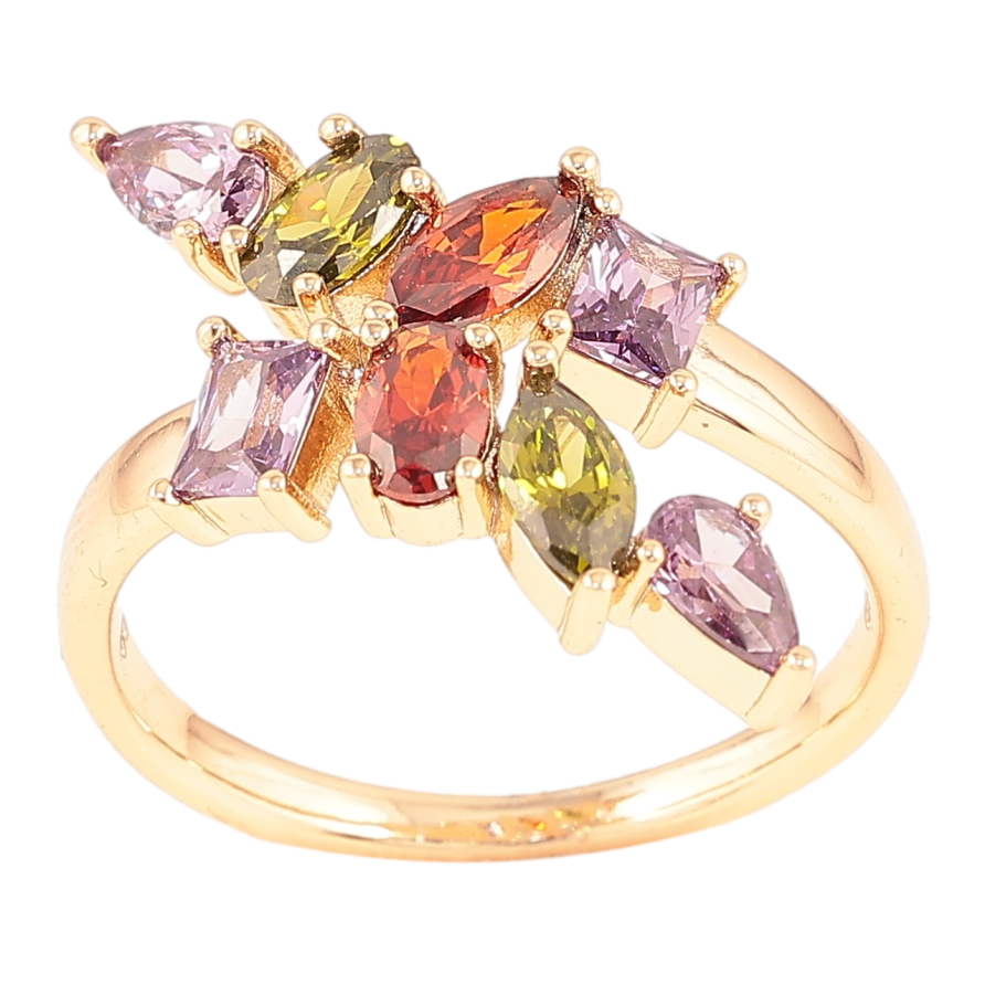 Кольцо Xuping Позолота 18K Узор из разноцветных фианитов фото №1