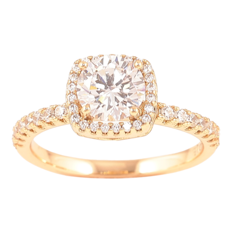 Кольцо Xuping Позолота 18K Фианит в обрамлении циркония фото №12