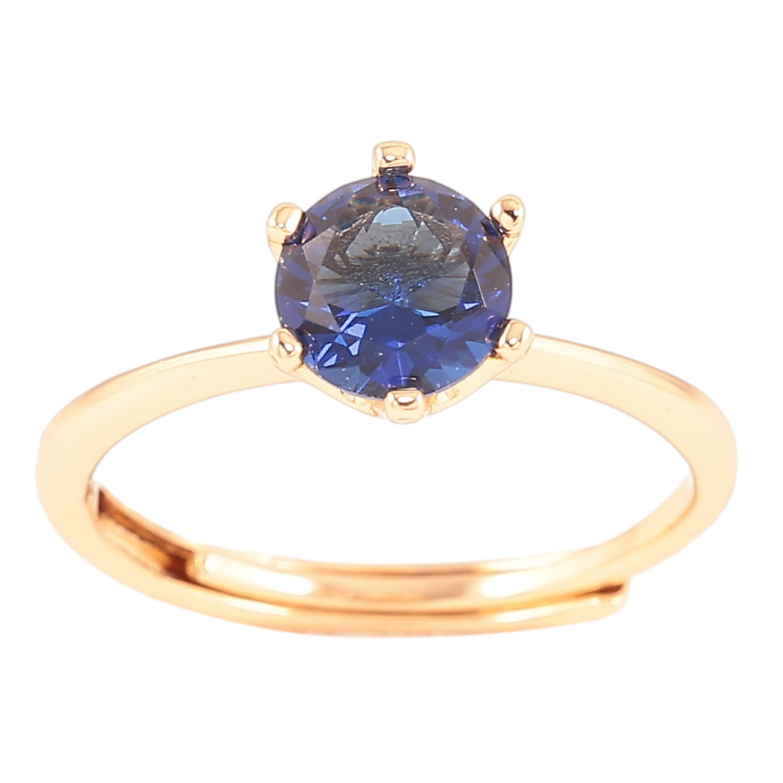 Кольцо Xuping Позолота 18K Синий фианит, ø 6мм фото №1