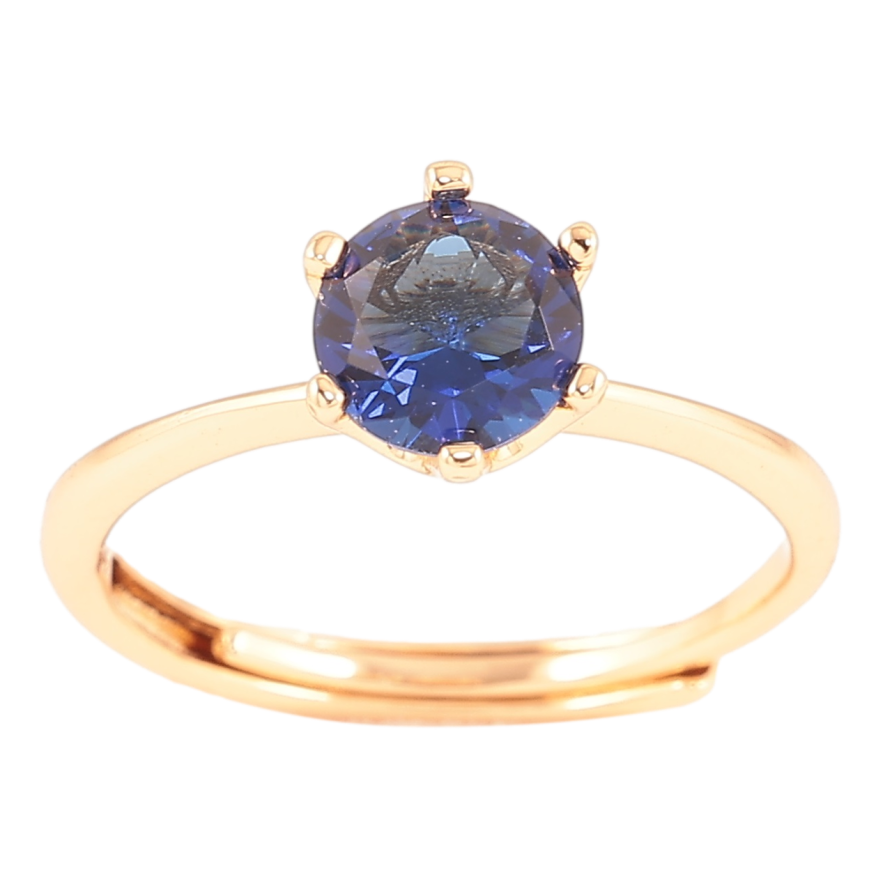 Кольцо Xuping Позолота 18K Синий фианит, ø 6мм фото №1