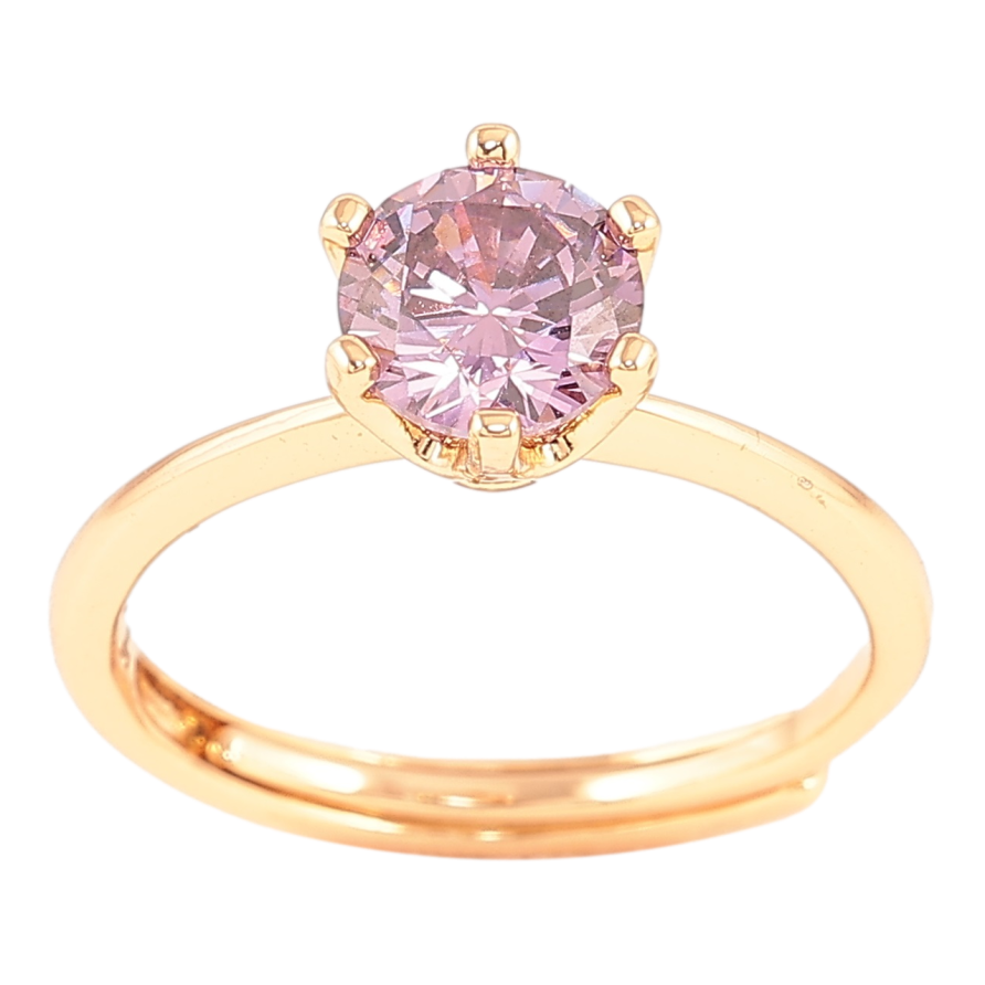 Кольцо Xuping Позолота 18K Сиреневый фианит, ø 6мм фото №1