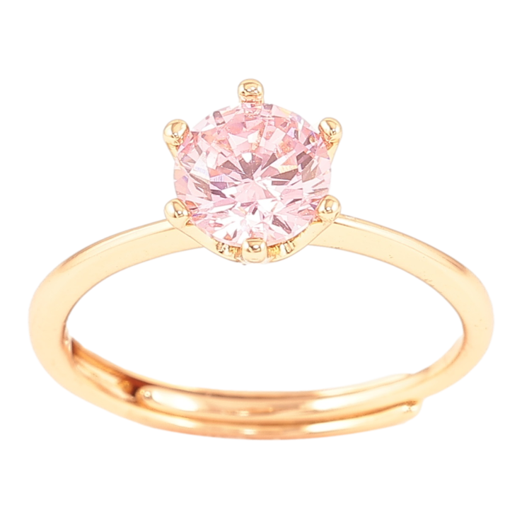 Кольцо Xuping Позолота 18K Розовый фианит, ø 6мм фото №5