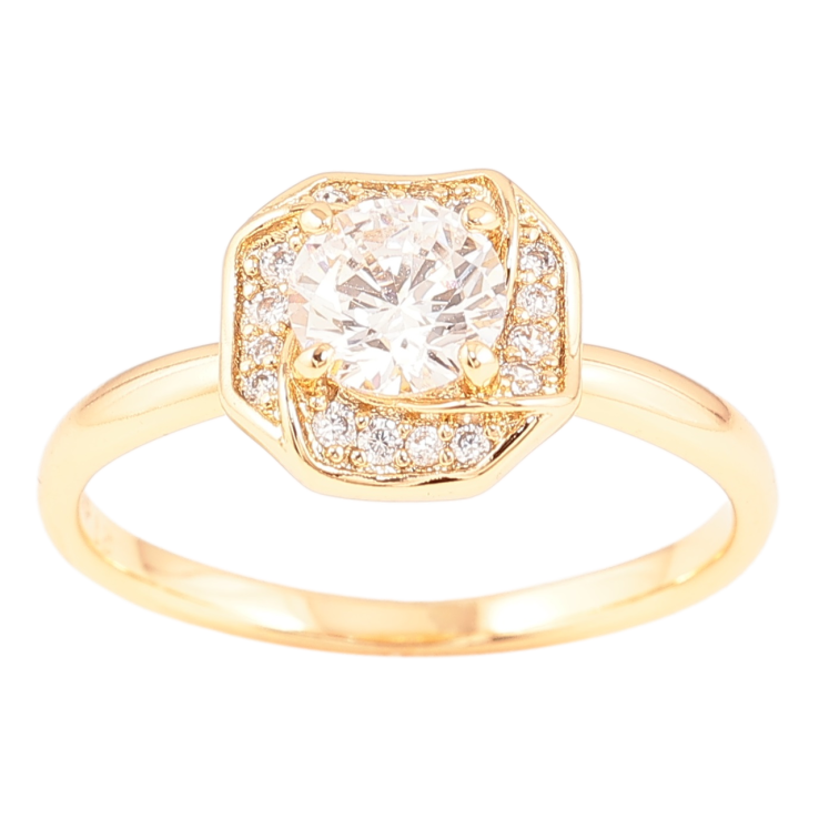 Кольцо Xuping Позолота 18K Фианит в декоративном обрамлении циркония фото №24