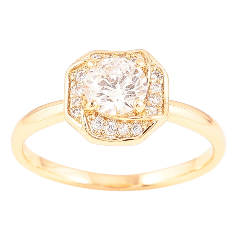 Кольцо Xuping Позолота 18K Фианит в декоративном обрамлении циркония фото №1