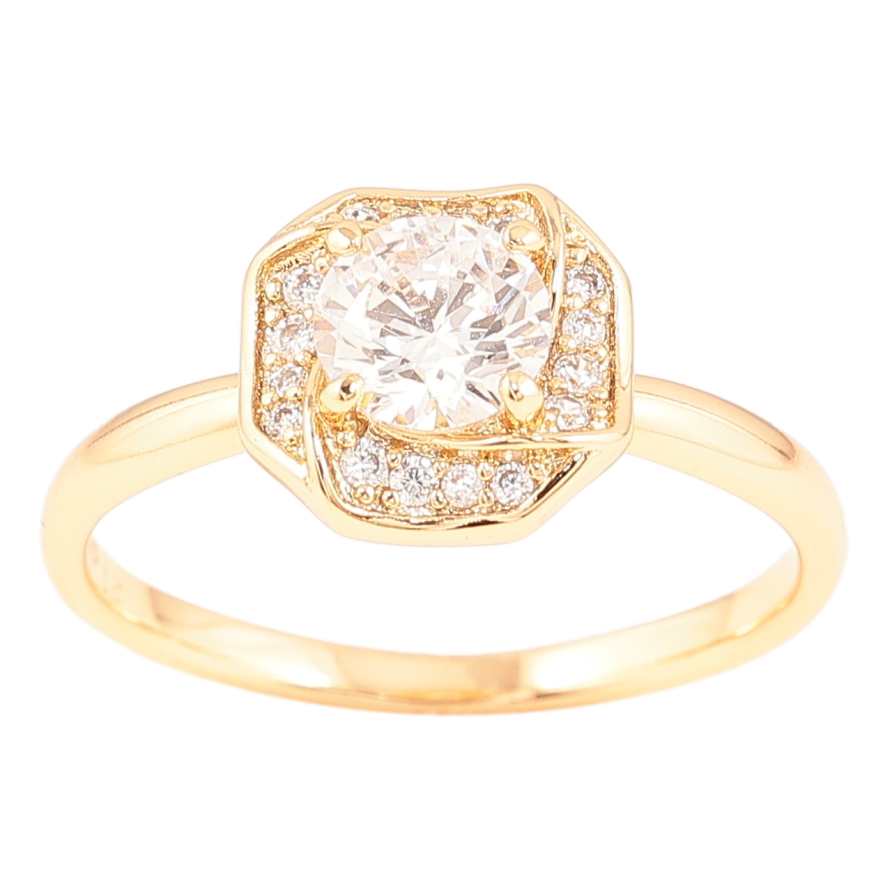 Кольцо Xuping Позолота 18K Фианит в декоративном обрамлении циркония фото №1