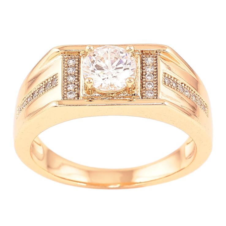 Перстень Xuping Позолота 18K Візерунок з фіанітом і доріжками цирконію» фото №10 Перстень Xuping Позолота 18K Візерунок з фіанітом і доріжками цирконію» фото №10