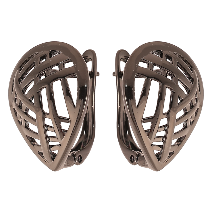 Сережки Xuping Позолота Black (чорне золото) англійський замок Різьблений візерунок» фото №6