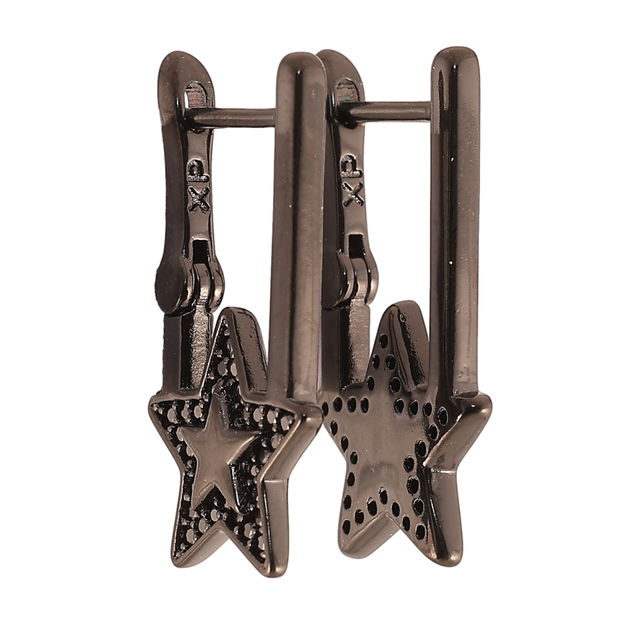 Сережки Xuping Позолота Black (чорне золото) англійський замок Зірки з чорним цирконієм» фото №1 Сережки Xuping Позолота Black (чорне золото) англійський замок Зірки з чорним цирконієм» фото №1