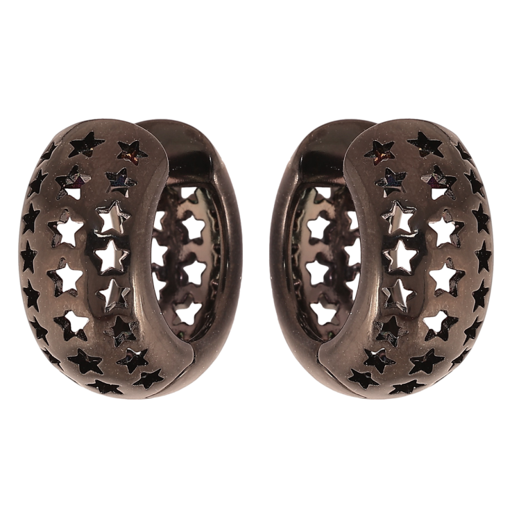 Сережки Xuping Позолота Black (чорне золото) колечка «Різьблений візерунок зірочки» фото №10