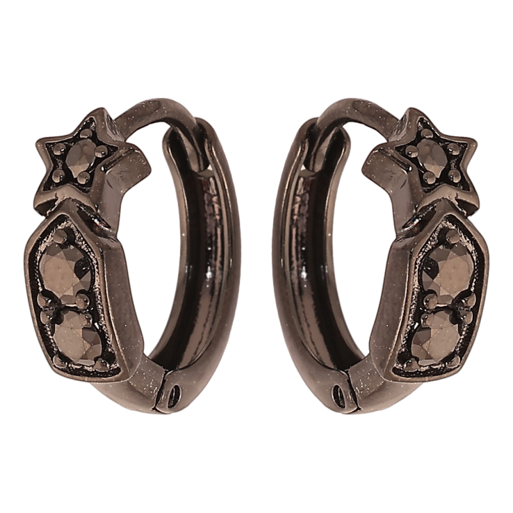 Сережки Xuping Позолота Black (чорне золото) колечка «Зоряний візерунок з чорним цирконієм» фото №4