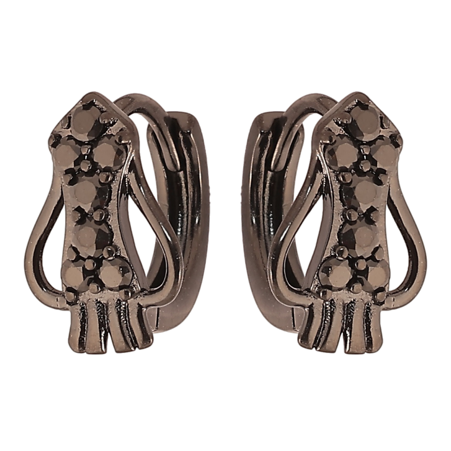 Сережки Xuping Позолота Black (чорне золото) колечка «Декоративний візерунок з чорним цирконієм» фото №1