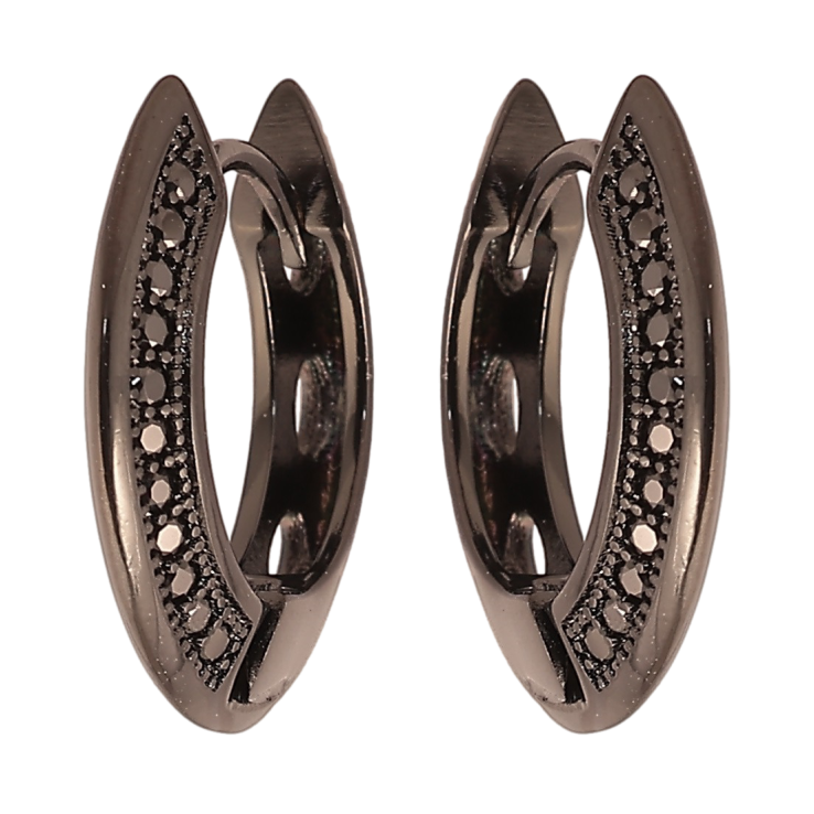 Сережки Xuping Позолота Black (чорне золото) колечка «Бічний візерунок з чорним цирконієм» фото №16