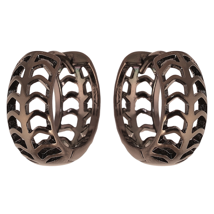 Сережки Xuping Позолота Black (чорне золото) колечка «Різьблений візерунок» фото №1 Сережки Xuping Позолота Black (чорне золото) колечка «Різьблений візерунок» фото №1