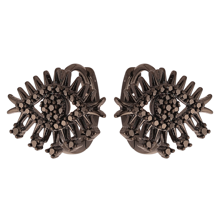 Сережки Xuping Позолота Black (чорне золото) колечка «Очі з інкрустацією чорним цирконієм» фото №1