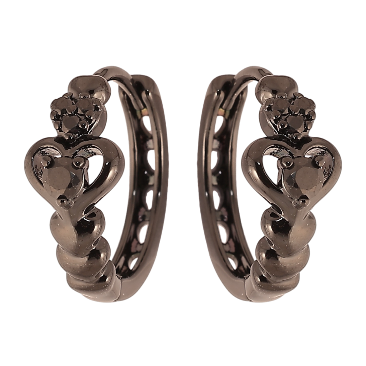 Сережки Xuping Позолота Black (чорне золото) колечка «Візерунок сердечка з чорним цирконієм» фото №23