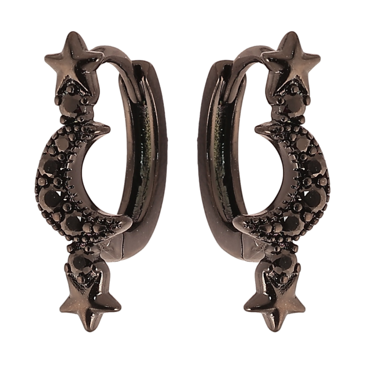 Сережки Xuping Позолота Black (чорне золото) колечка «Півмісяць з зірками» фото №20