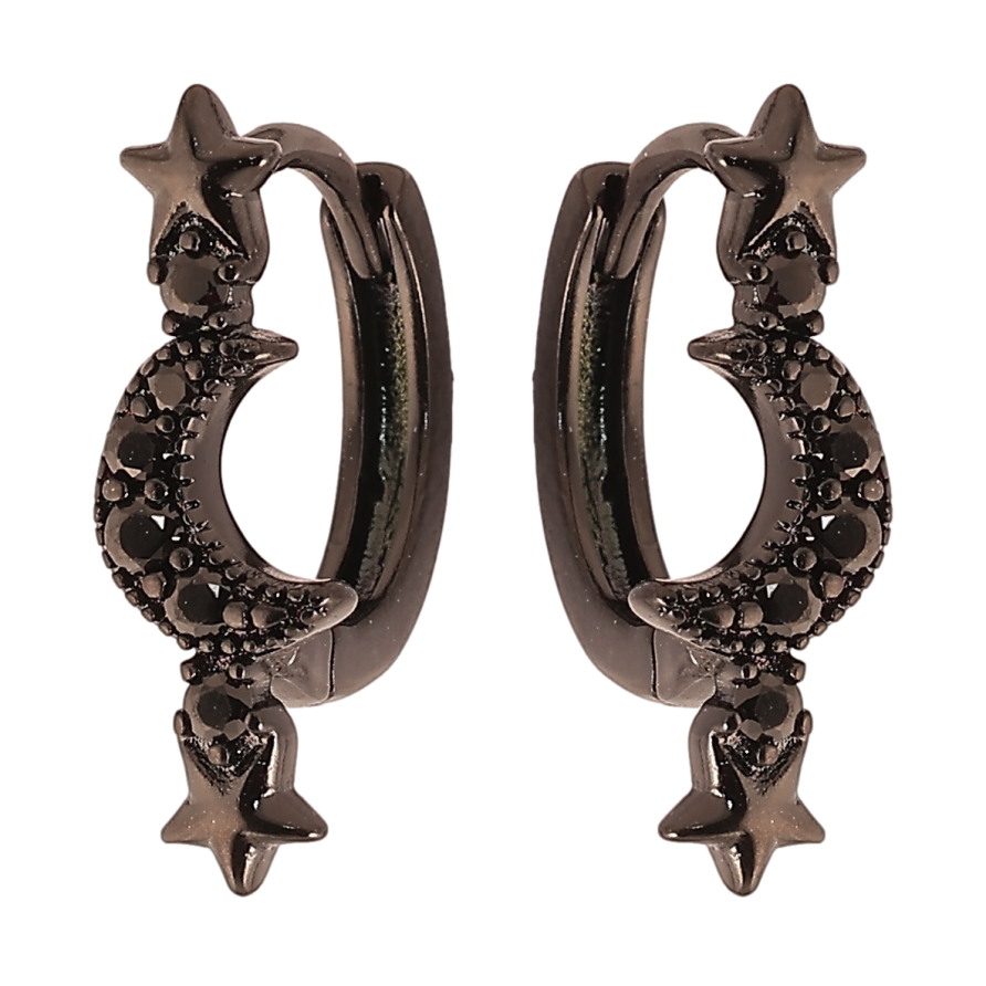 Сережки Xuping Позолота Black (чорне золото) колечка «Півмісяць з зірками» фото №1