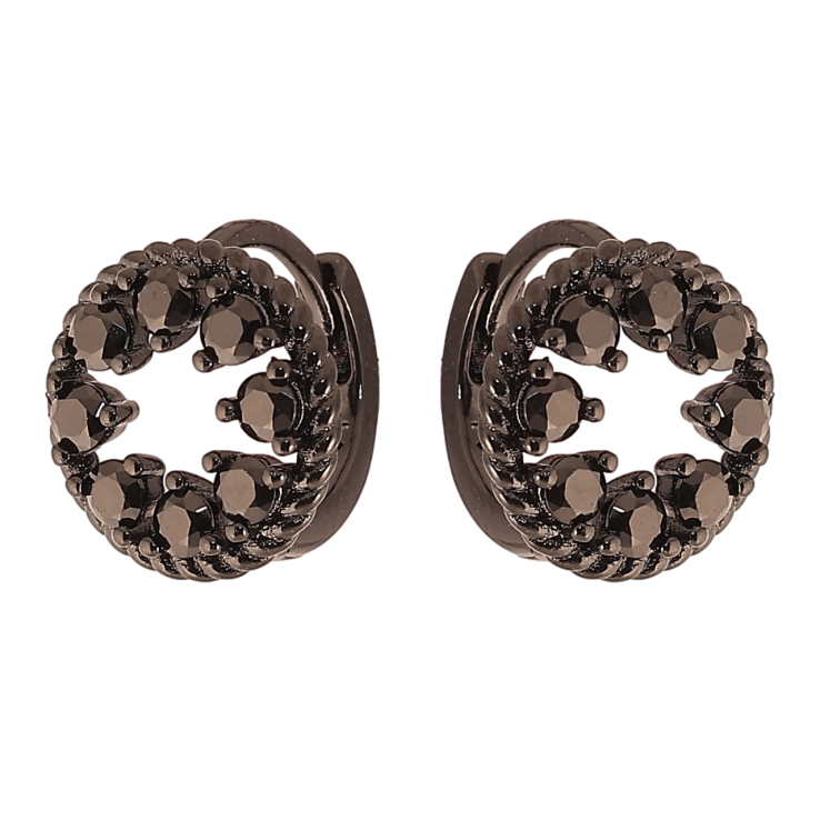 Сережки Xuping Позолота Black (чорне золото) колечка «Колечка з чорним цирконієм» фото №2