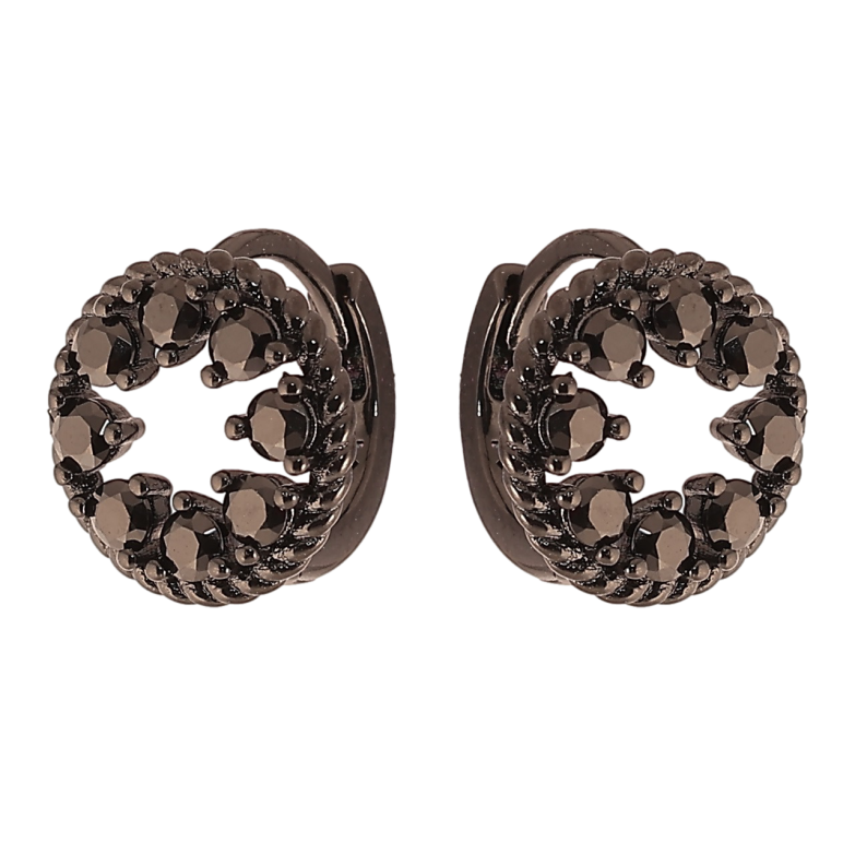 Сережки Xuping Позолота Black (чорне золото) колечка «Колечка з чорним цирконієм» фото №11