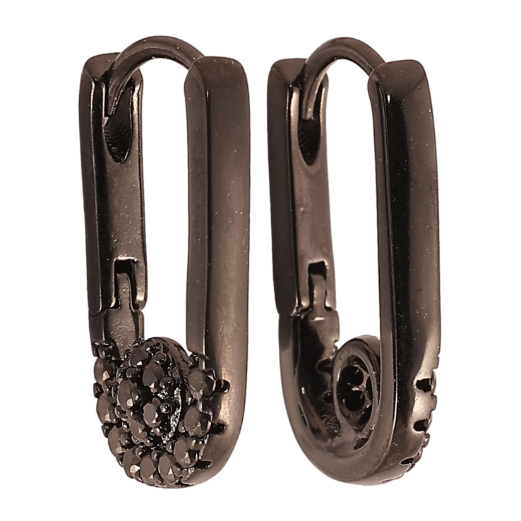 Сережки Xuping Позолота Black (чорне золото) колечка «Бічний візерунок з чорним цирконієм» фото №18