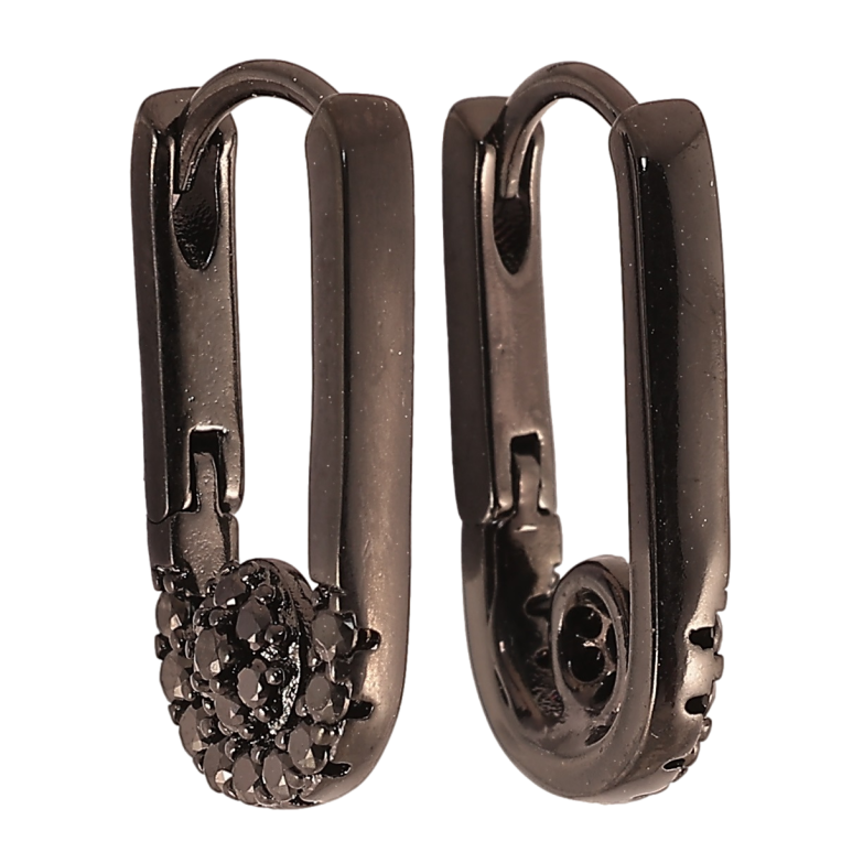 Сережки Xuping Позолота Black (чорне золото) колечка «Бічний візерунок з чорним цирконієм» фото №1 Сережки Xuping Позолота Black (чорне золото) колечка «Бічний візерунок з чорним цирконієм» фото №1