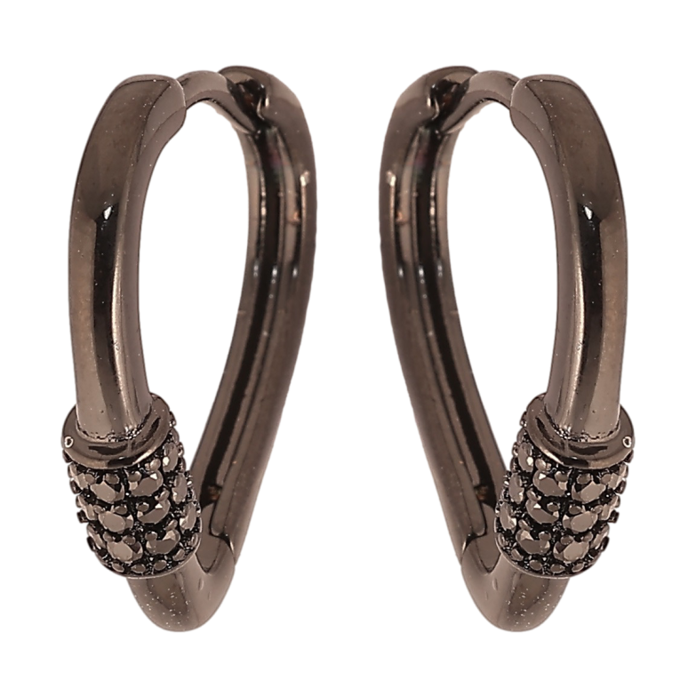 Серьги Xuping Позолота Black (черное золото) колечки Узор с черным цирконием фото №1 Серьги Xuping Позолота Black (черное золото) колечки Узор с черным цирконием фото №1