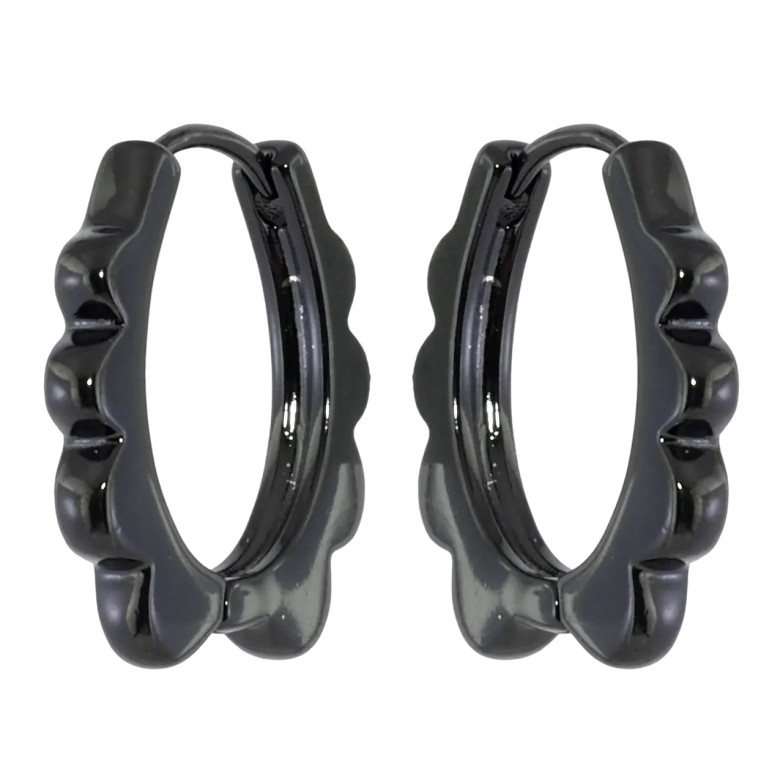 Сережки Xuping Позолота Black (чорне золото) колечка «Декоративний візерунок» фото №1 Сережки Xuping Позолота Black (чорне золото) колечка «Декоративний візерунок» фото №1