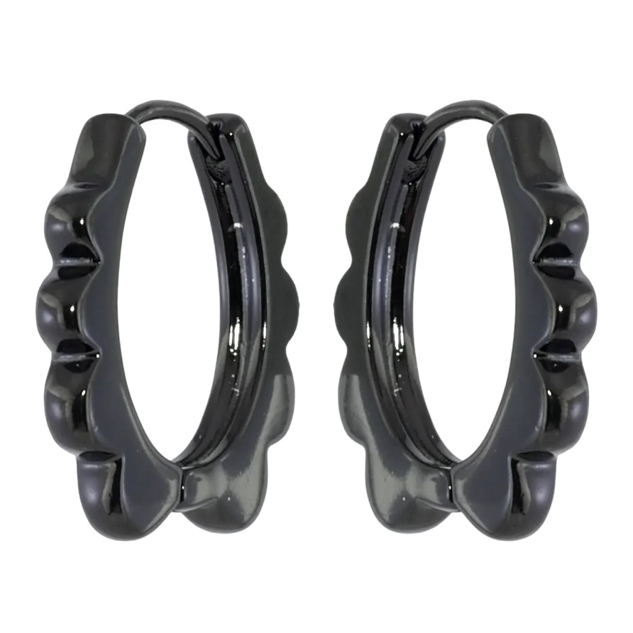 Сережки Xuping Позолота Black (чорне золото) колечка «Декоративний візерунок» фото №1 Сережки Xuping Позолота Black (чорне золото) колечка «Декоративний візерунок» фото №1