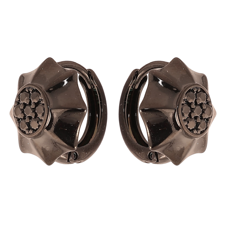 Серьги Xuping Позолота Black (черное золото) колечки Узор с черным цирконием фото №1 Серьги Xuping Позолота Black (черное золото) колечки Узор с черным цирконием фото №1