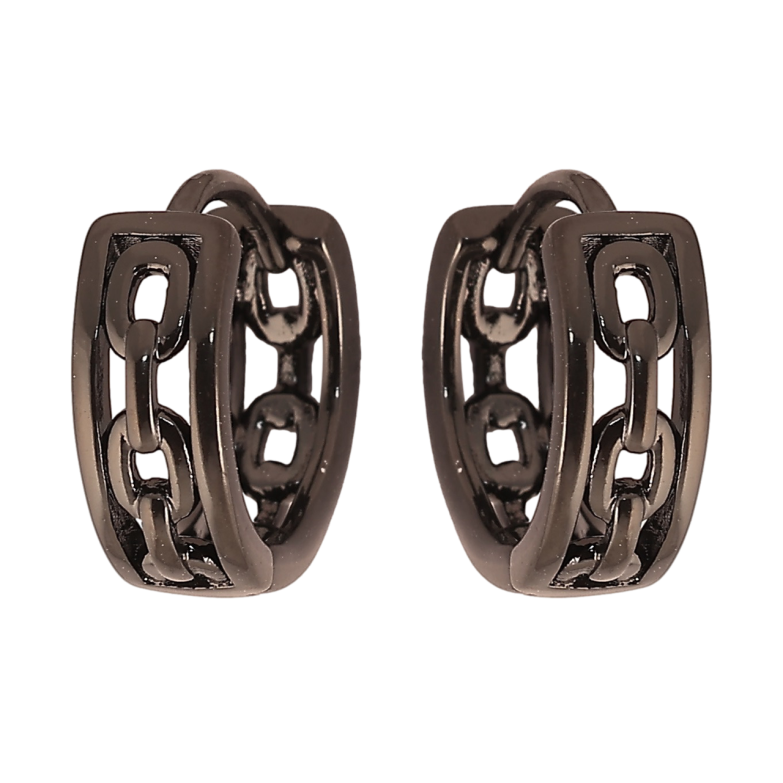 Сережки Xuping Позолота Black (чорне золото) колечка «Візерунок ланцюжок» фото №1