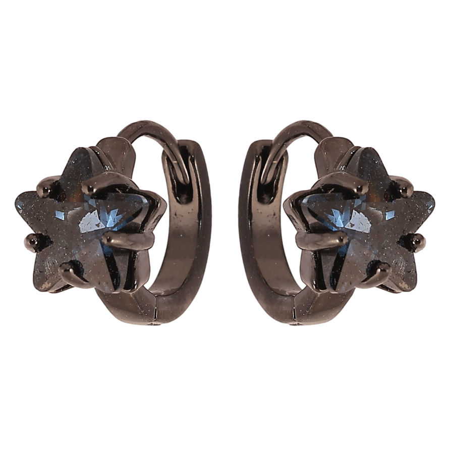 Сережки Xuping Позолота Black (чорне золото) колечка «Сині кришталеві зірки» фото №1