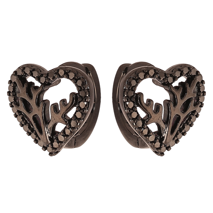 Сережки Xuping Позолота Black (чорне золото) колечка «Декоративні сердечка з чорним цирконієм» фото №13