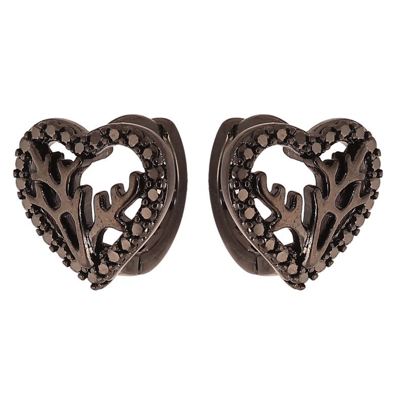 Серьги Xuping Позолота Black (черное золото) колечки Декоративные сердечки с черным цирконием фото №1 Серьги Xuping Позолота Black (черное золото) колечки Декоративные сердечки с черным цирконием фото №1