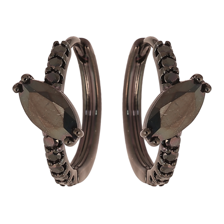 Сережки Xuping Позолота Black (чорне золото) колечка «Доріжки чорного цирконію з фіанітом» фото №5