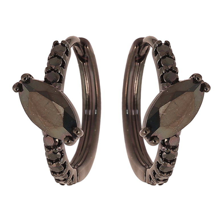 Сережки Xuping Позолота Black (чорне золото) колечка «Доріжки чорного цирконію з фіанітом» фото №1