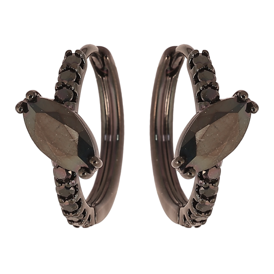 Сережки Xuping Позолота Black (чорне золото) колечка «Доріжки чорного цирконію з фіанітом» фото №1