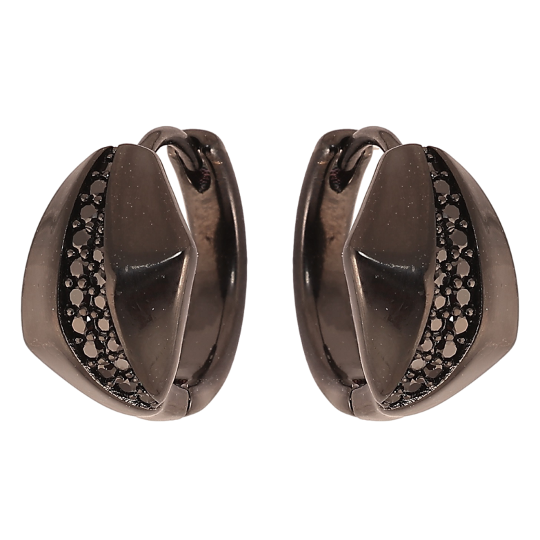 Серьги Xuping Позолота Black (черное золото) колечки Узор с черным цирконием фото №7