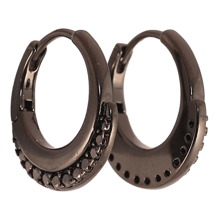 Сережки Xuping Позолота Black (чорне золото) колечка «Бічний візерунок з чорним цирконієм» фото №17