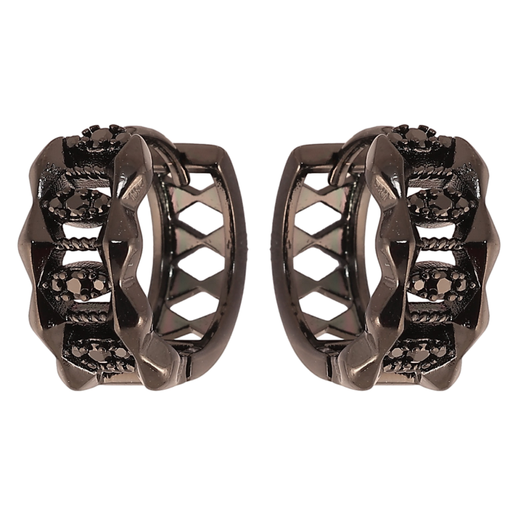 Сережки Xuping Позолота Black (чорне золото) колечка «Візерунок з чорним цирконієм» фото №5