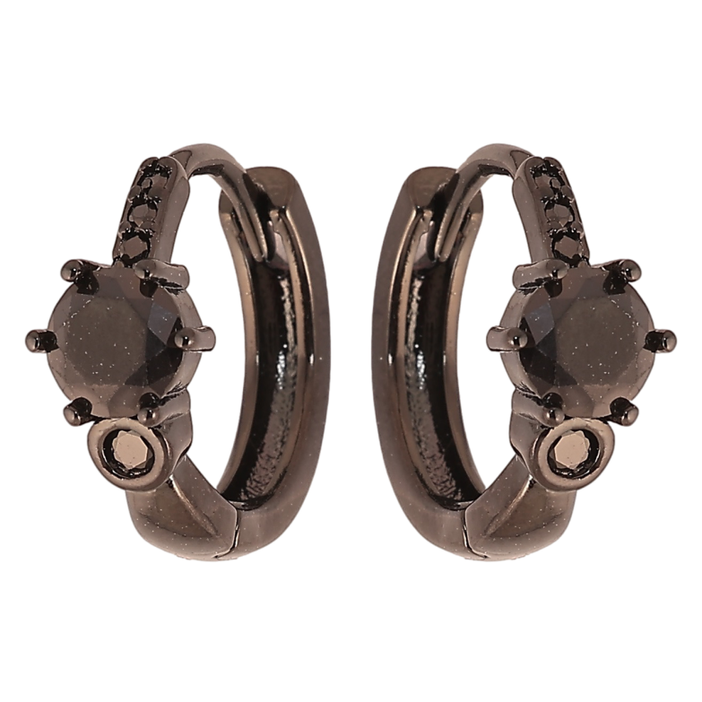 Серьги Xuping Позолота Black (черное золото) колечки Узор с черным цирконием фото №1