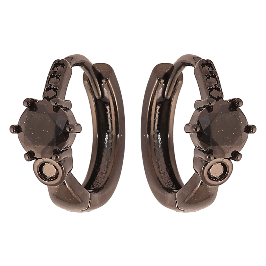 Сережки Xuping Позолота Black (чорне золото) колечка «Візерунок з чорним цирконієм» фото №1